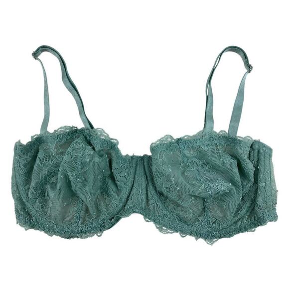Out From Under Women's 34D Green Unlined Sheer Lace Balconette Bra - Picture 1 of 7